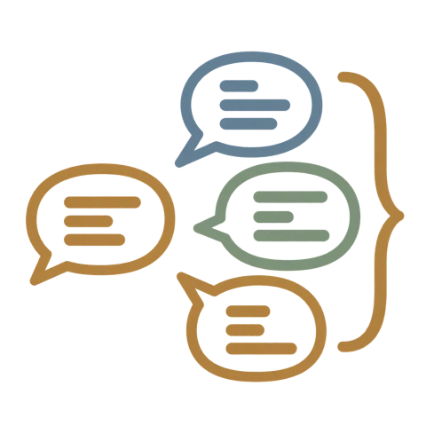 One prompt is paired with a fan of distinct response bubbles, retaining several valid answers.