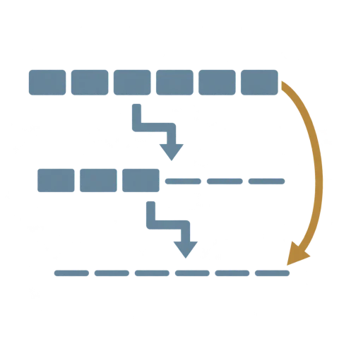 Masked writing becomes readable through successive refinements, with a gold shortcut skipping an intermediate step.